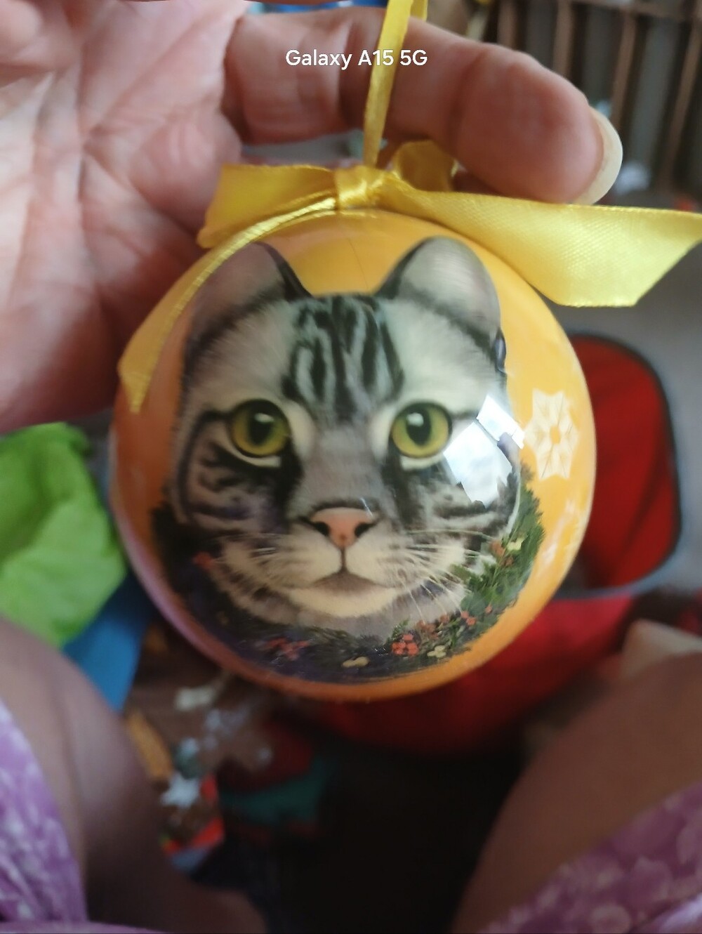 Yellow Cat Ornament Holiday Hanging Decor